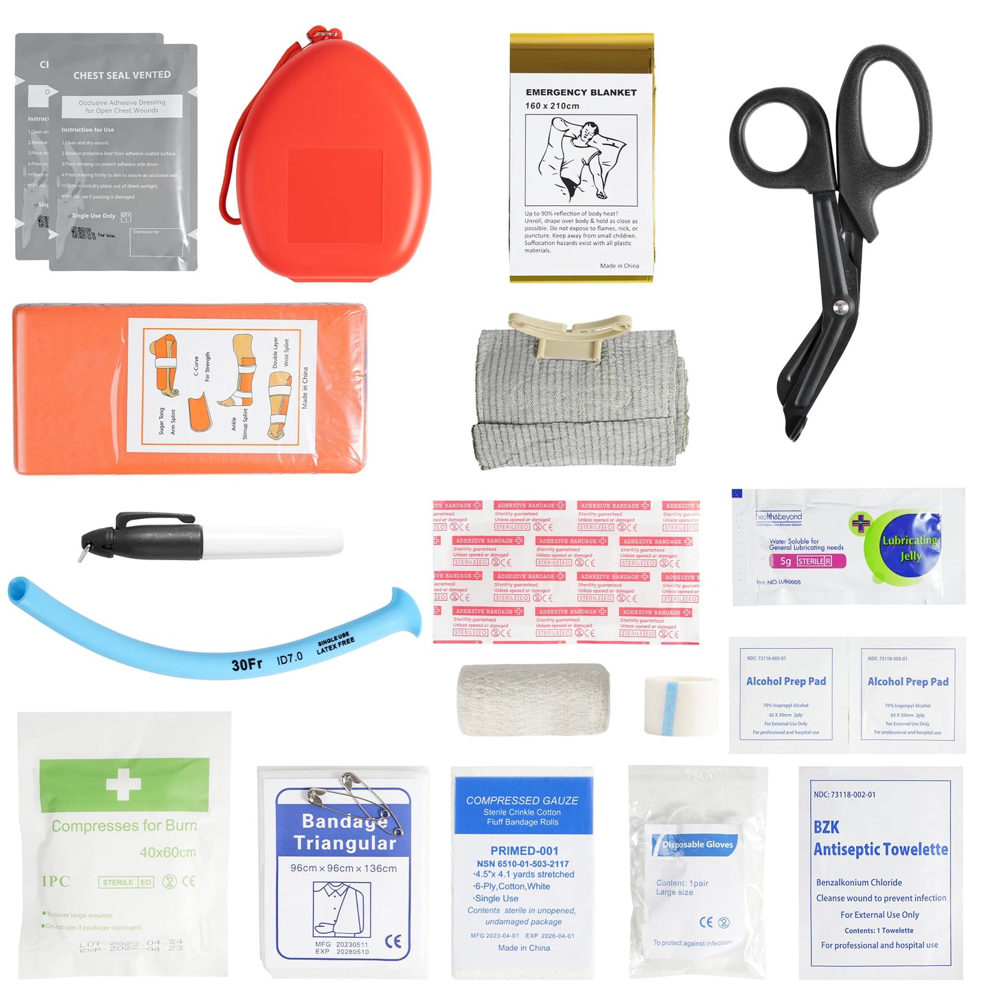 Emergency Trauma First Aid Kit, IFAK Medical Kit with Tourniquet, 36 inch Splint, Bleeding Control Kit