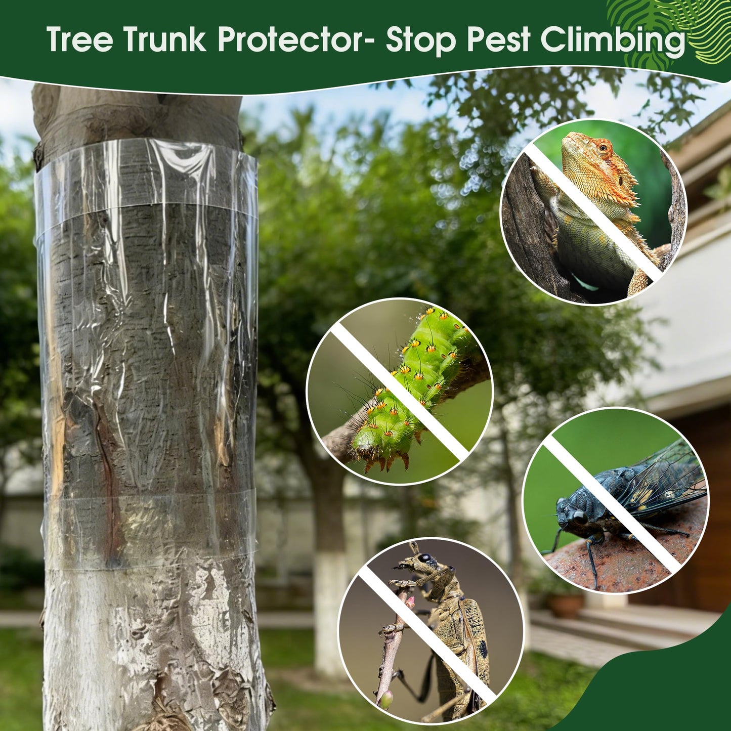 FULAIERGD 157" x 15.7" Iguana Tree Wrap Tree Trunk Protector Guard for Iguana Prevention Anti-Reptiles Climbing Barrier for Trees with PET Tape Reusable Tree-Safe Guard