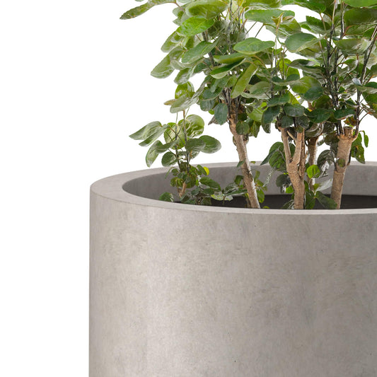 Kante 24 Inch Tall Round Concrete Planter, Large Indoor Outdoor Plant Pots with Drainage Hole and Rubber Plug, Modern Decorative Garden Pots for Home Patio Porch, Weathered Concrete