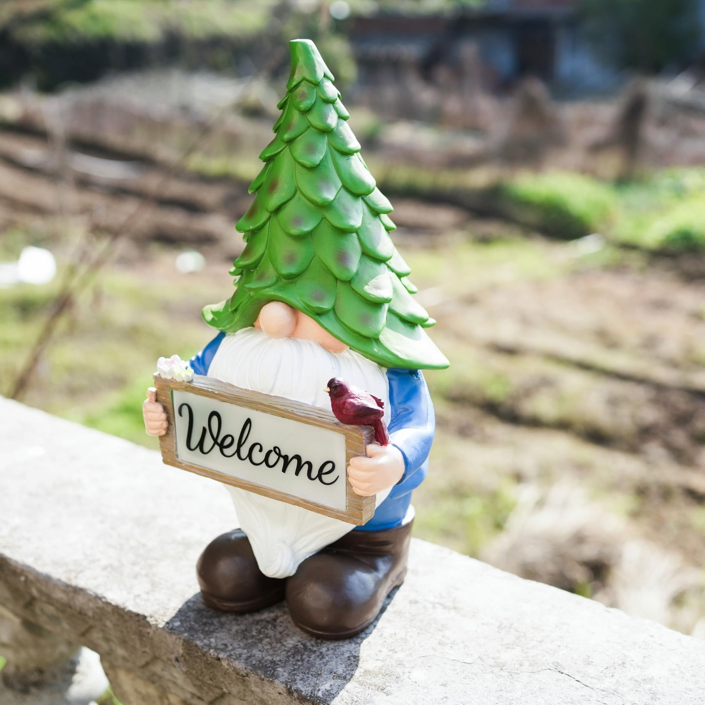 hvfun Large Garden Gnome Statue with Solar Lights, 13.5” Welcome Sign Gnome Outdoor Decor for Yard Lawn Patio, Funny Resin Gnome Sculptures, Gifts for Women Mom Grandma,Garden Decor Ornament