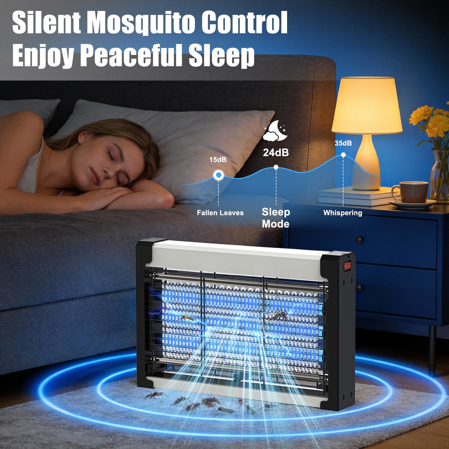 Handylit Indoor Bug Zapper, 20W Insect Killer & Mosquito Trap with UV Light, 3-Lamp Electric Fly Zapper for Home, Kitchen, Bedroom & RV