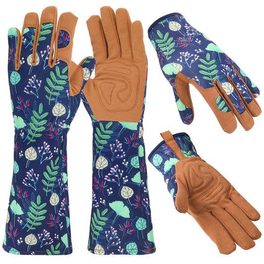 Zhamate 2 Pairs Gardening Gloves Thorn Proof for Women, Long And Short Leather Gardening Gloves Women Working Glove for Rose Pruning Yard Work