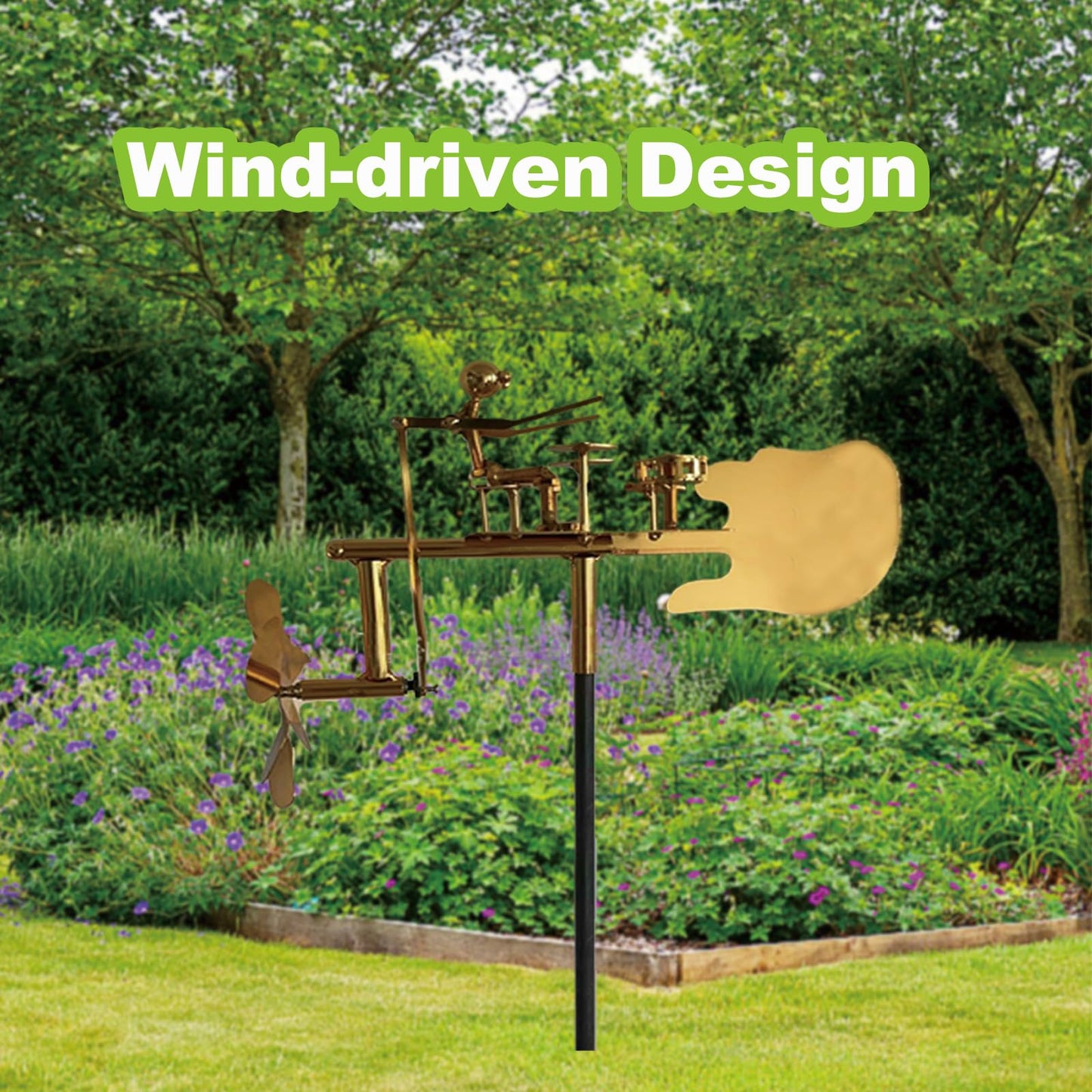 Garden Rock Band Windmill,Metal Drummer Player Windmill–Wind Powered Yard Art Sculpture, Garden Decor for Lawn, Patio, or Courtyard–Outdoor Percussionist Figurine Gift(Drummer)