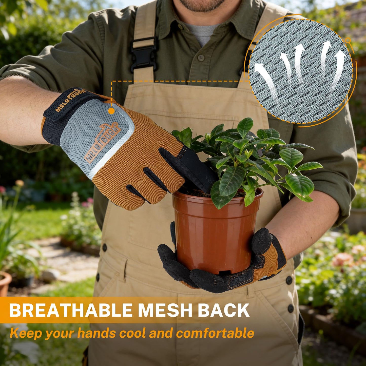 MELOTOUGH Work Gloves for Men Women,Mens Mechanic Work Gloves for Garden,Yard,Warehouse,Touch Screen Working Gloves
