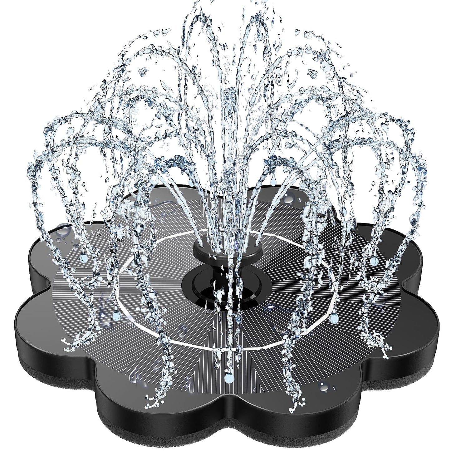 Yzert Solar Fountain Flower Shape-No Battery, Glass 3.5W Solar Water Fountain with 7 Nozzles & 4 Fixer Rods,Solar Fountain Pump for Bird Bath, Outdoor, Pool, Garden, Pond & Flower Pot