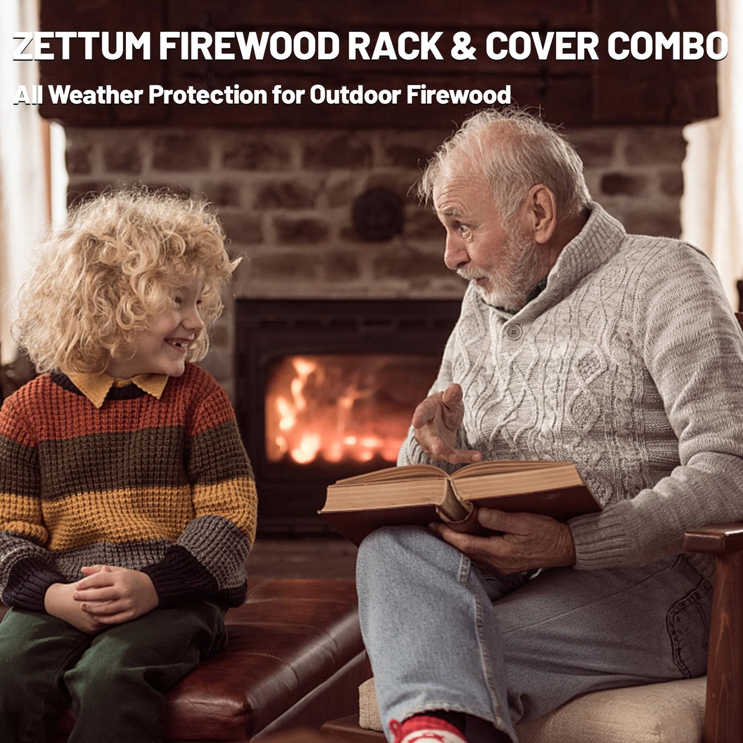 Zettum 4ft Firewood Log Rack with Cover - Outdoor Wood Stand Holder with Cover Heavy Duty, 4 Feet Metal Fire Wood Pile Organizer and Cover Combo Set for Fireplace Storage (48 x 14 x 48 Inch)