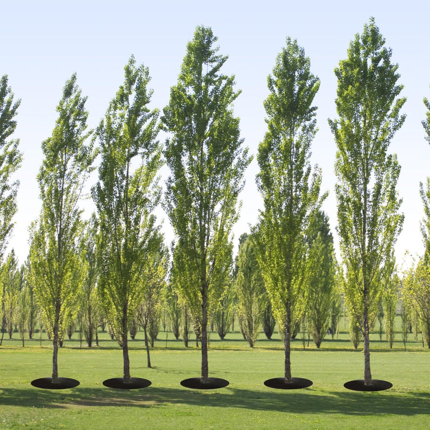 Tezhile 4PCS 32.2" Non Woven Tree Mulch Ring, Weed Barrier Landscape Fabric, Reusable Tree Mulch Ring Non Woven Landscape Fabric for Gardening Landscaping Weed Control Root Protection