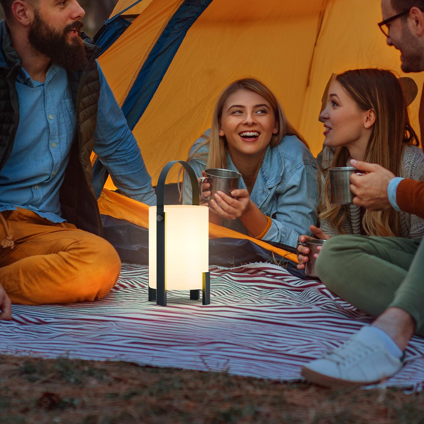 uuffoo Outdoor Rechargeable Lantern LED Table Lamp Shower Lamp Cordless 3000K and Candle Light IP44 Rain-Resistant | with Remote | PE & Metal for Bathroom Patio Camping Restaurant Home