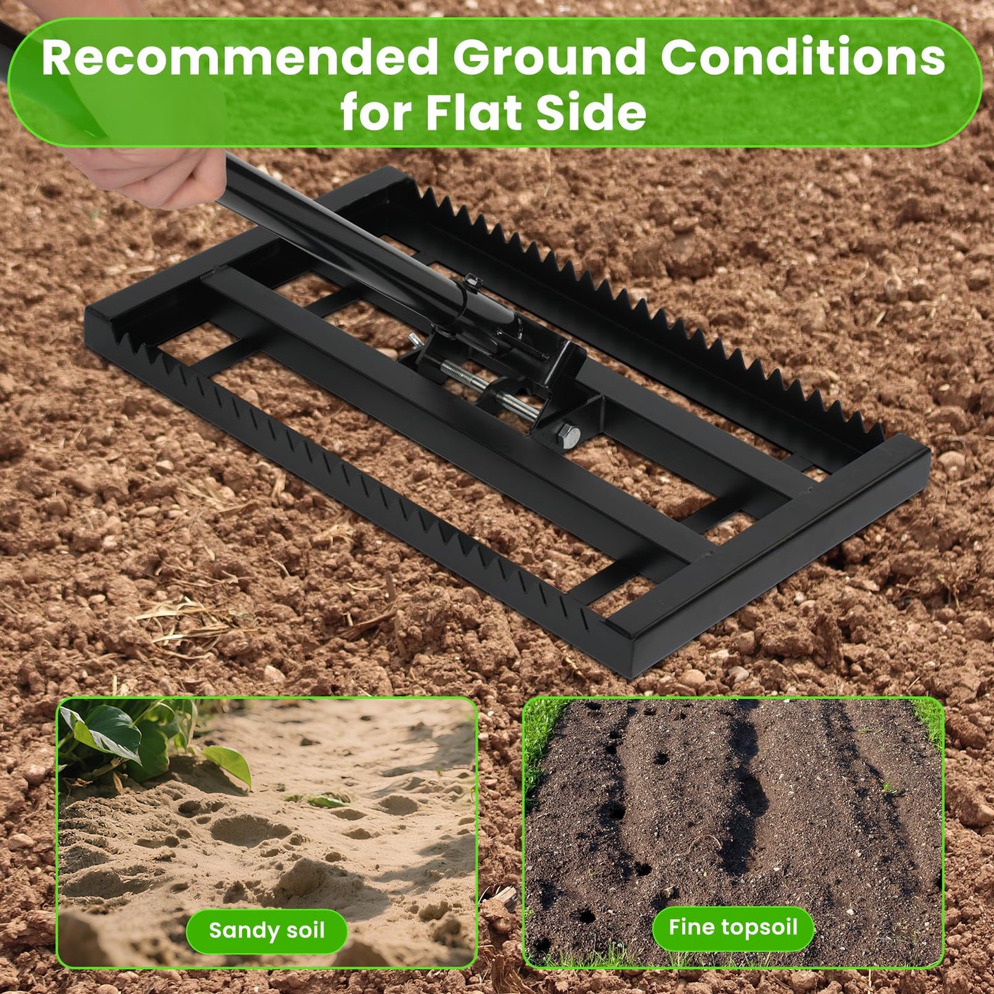 17"x 10" Lawn Leveling Rake for Soil, Sectional Adjustable Handle Yard Rakes for Lawns Heavy Duty, Landscape Rake Suitable for Landscaping Golf Course, Sand, Gardens, Farm and Ranch