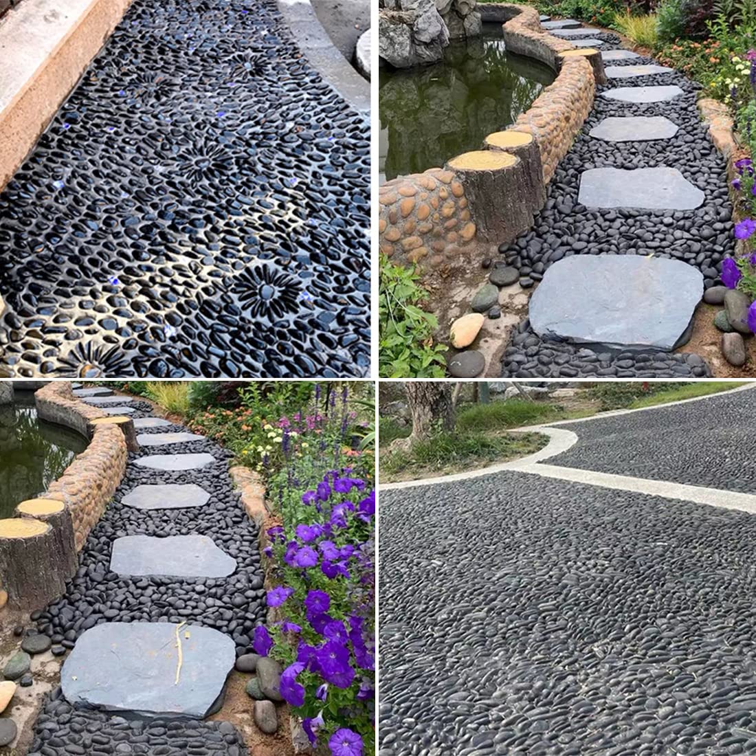 SHIZWU 1-2.2 Inch High Decorative Black River Rocks, 5LB Polished Stones, Pebbles for Landscaping, Fish Tank, Garden, Vase Filling Pebbles, Outdoor Decorative River Rocks