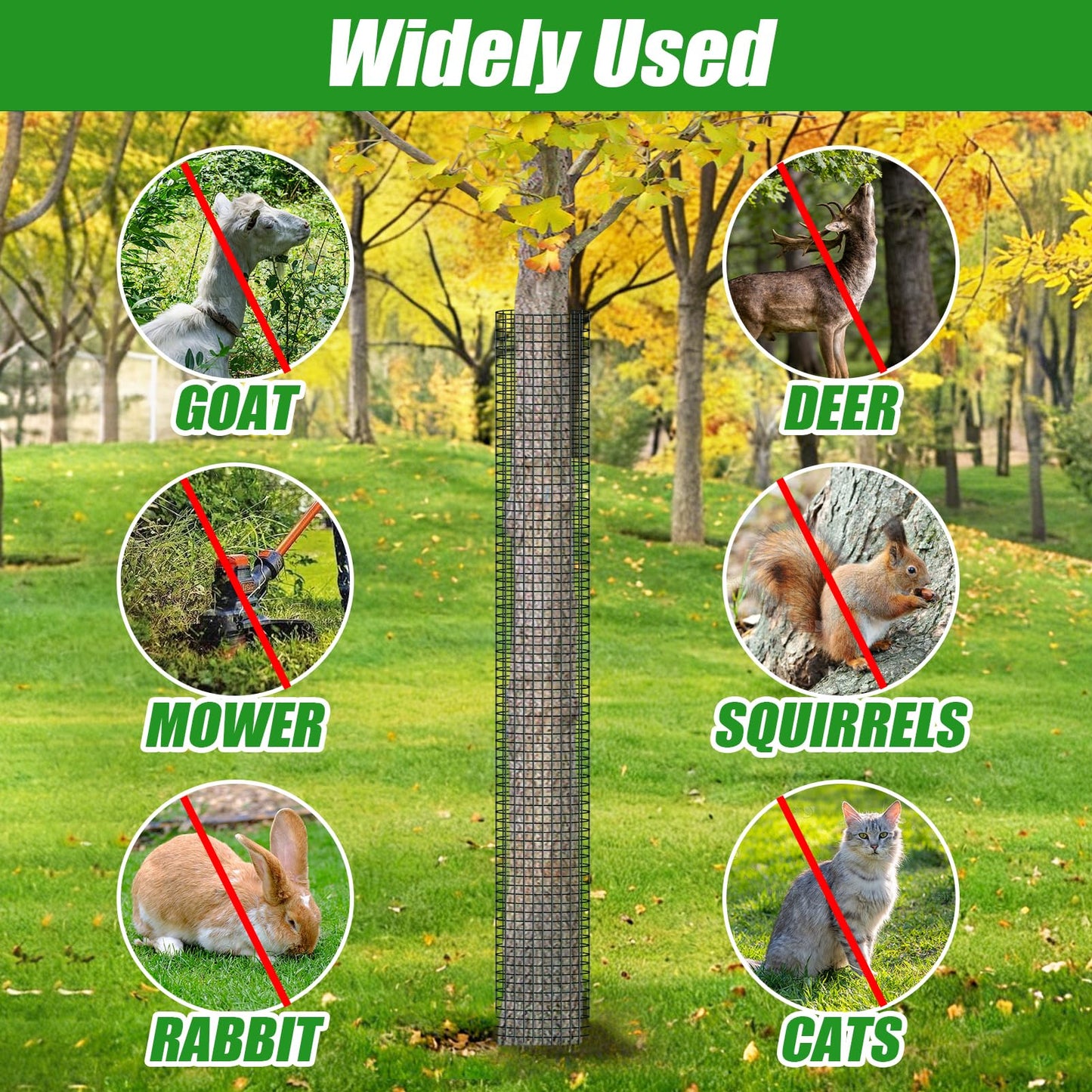 48" Metal Tree Trunk Protector - 6 Pack Mesh Tree Guards Tree Protectors with Zip Ties, Stakes, Gloves, Expandable Tree Trunk Protector Guard, Tree Protectors from Deer, Animals, Mower, Trimmers