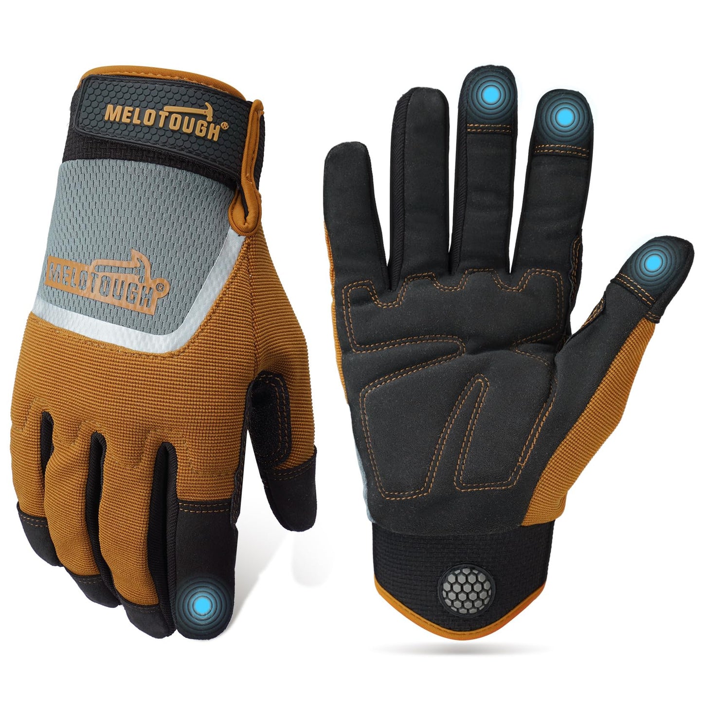MELOTOUGH Work Gloves for Men Women,Mens Mechanic Work Gloves for Garden,Yard,Warehouse,Touch Screen Working Gloves