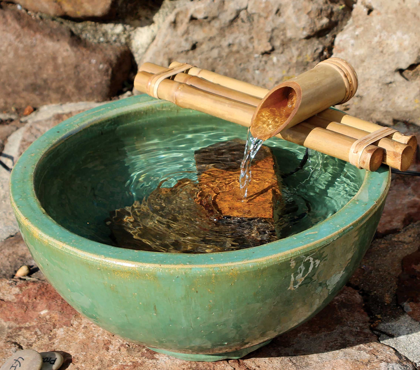 Bamboo Accents 12" Three-Arm Zen Bamboo Fountain Kit – Split-Resistant Bamboo Spout with Quiet Pump for Indoor & Outdoor Containers (Bowl Not Included)