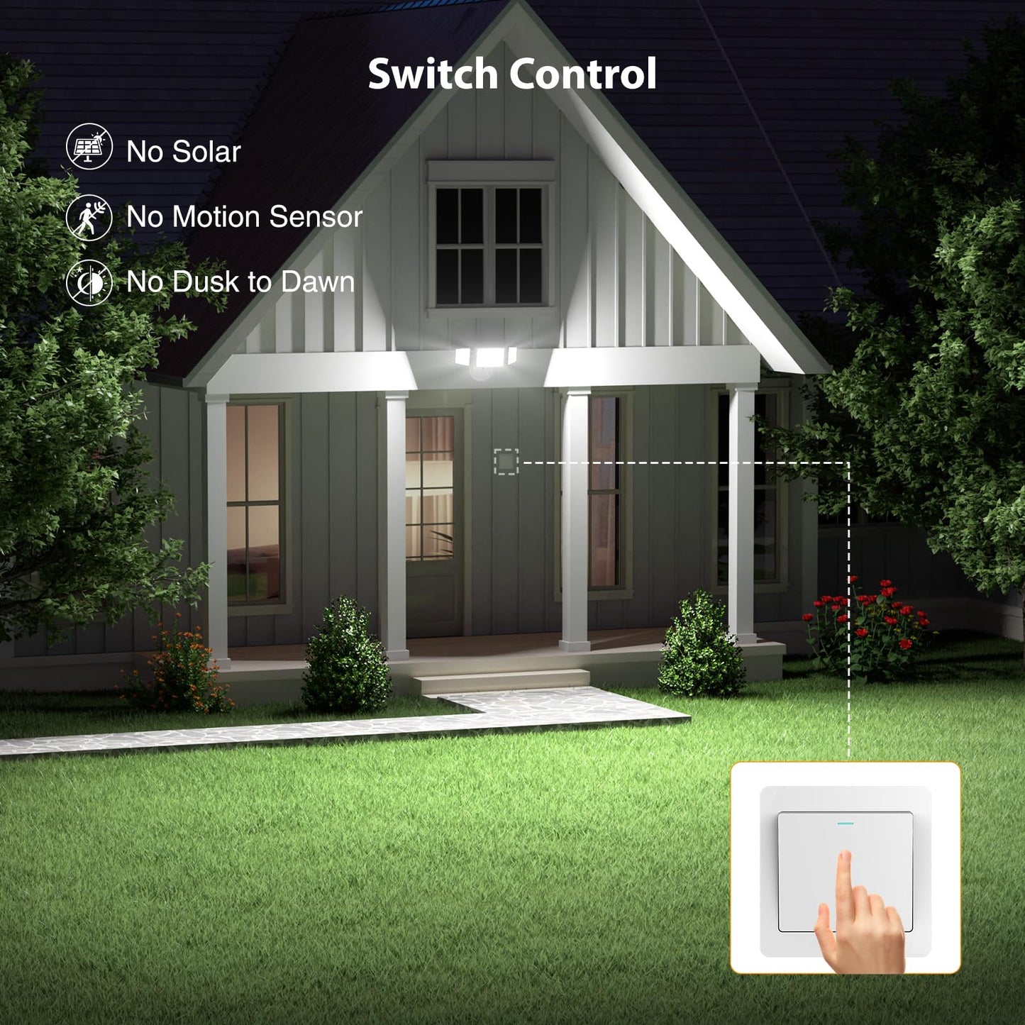 Onforu 100W 11000LM Flood Lights Outdoor, Brightness Security LED Flood Lights with 3 Adjustable Heads, Switch Controlled, IP65 Waterproof 6500K Outside Exterior Flood Light for Yard Garage Eave Patio