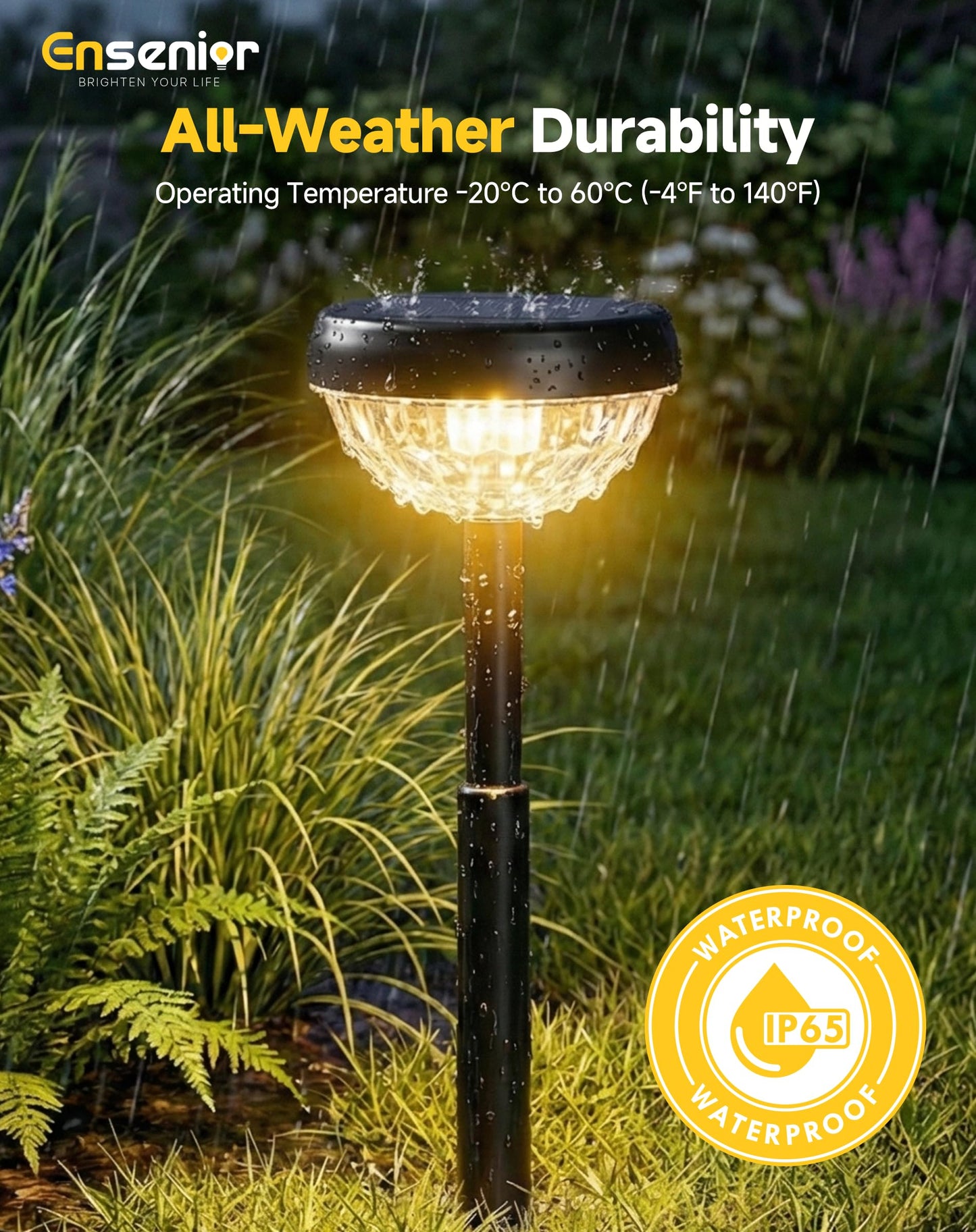 Ensenior Solar Pathway Lights Outdoor, 8-Pack Adjustable Height LED Lights Outdoor Waterproof IP65 for Garden Landscape, Auto On/Off Solar Powered Yard Lights for Walkway (Warm White)