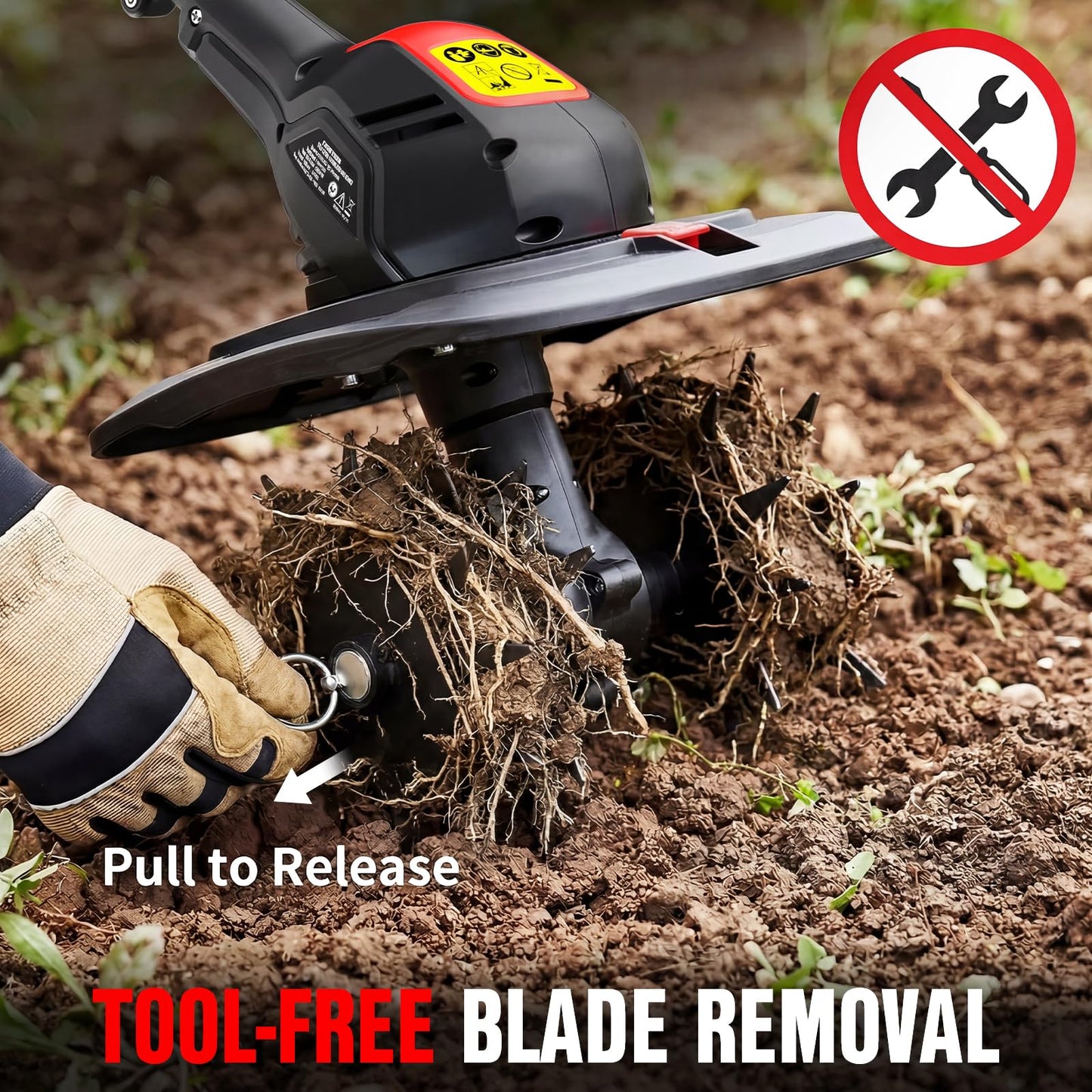 EWORK 20V Cordless Tiller Cultivator with 2×2.0Ah Batteries & Fast Charger,9" Width 7" Depth Electric Garden Rototiller for Yard Lawn Soil Cultivation