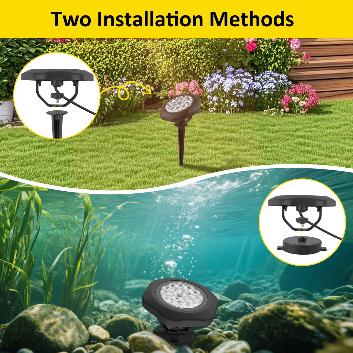 T-SUN Pond Lights LED Underwater – IP68 Waterproof Smart App & Remote Submersible Fountain Lights with 16 Million Colors Dimmable Timer for Outdoor Koi Pond Garden Waterfall Aquarium(Set of 8)
