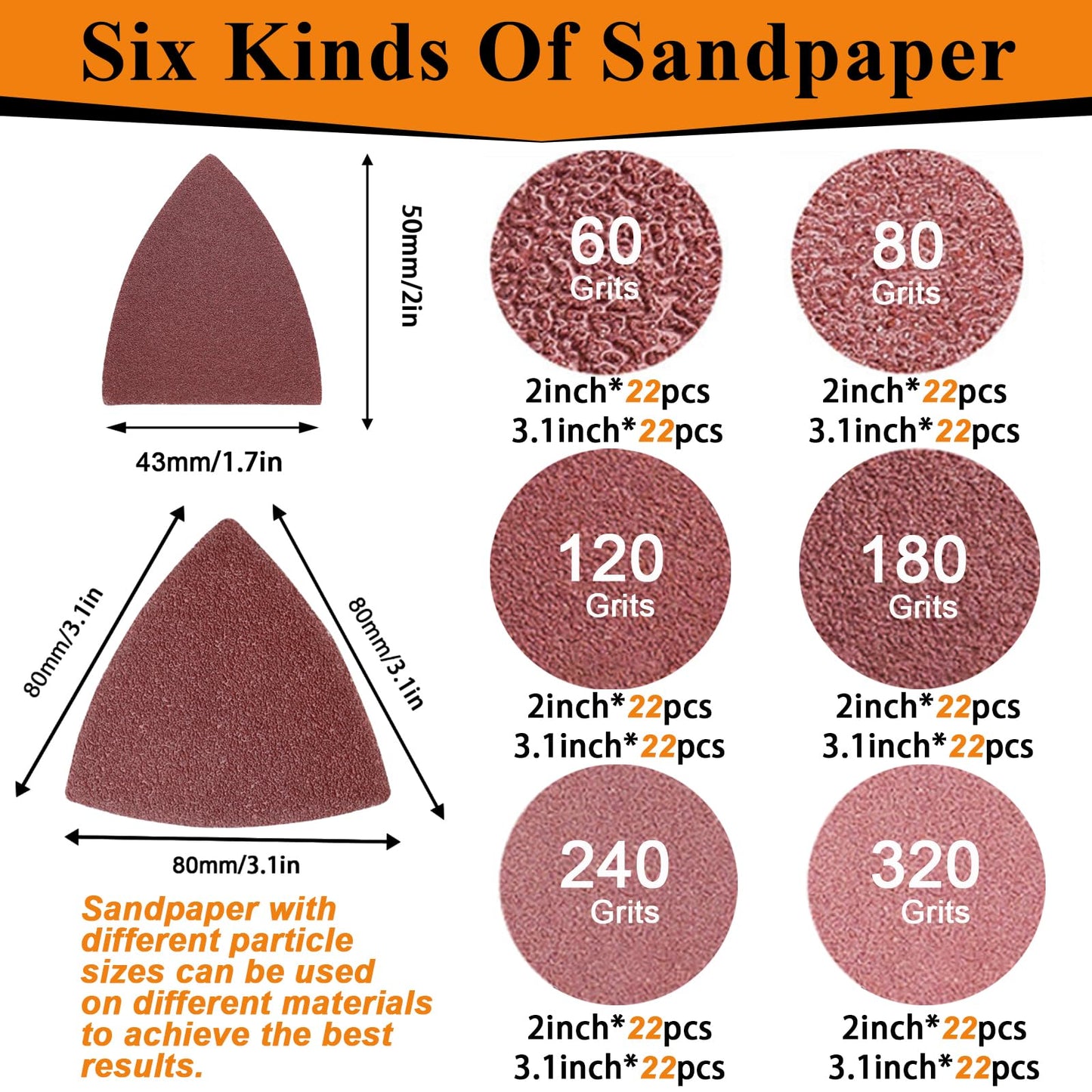 272Pcs Oscillating Tool Sanding Pads Kit 4Pcs Triangle Sanding Pads and 4Pcs Finger Sanding Pad 110Pcs Sandpaper Grit(60-320)Fit for Finishing Wood Plaster Metal Leather Compatible with Multiple Tools