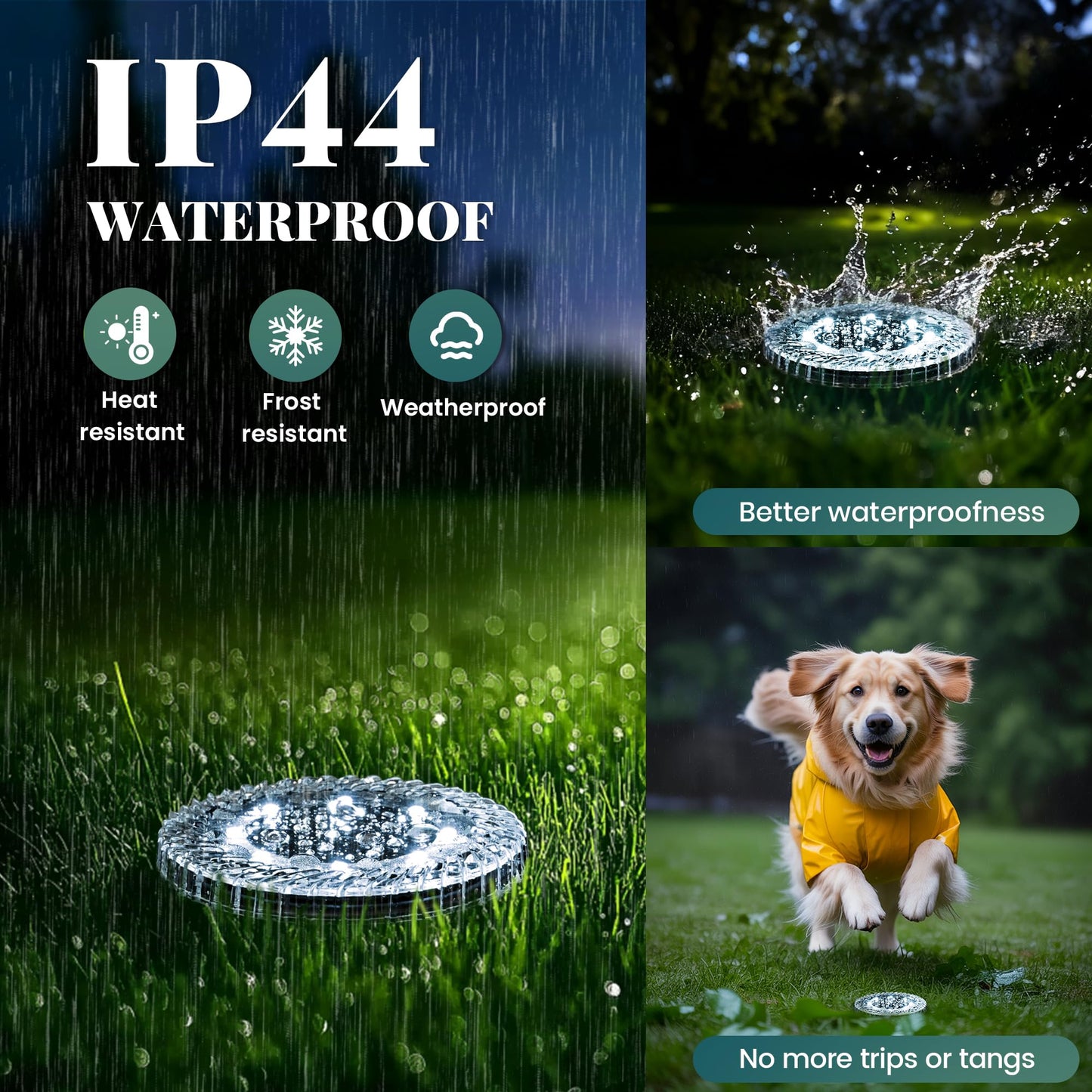 PATIOWIN 16 Pack Small Solar Ground Lights, Pathway Lights Waterproof, Outdoor Solar Light for Garden, Driveway, Walkway, Backyard (Cool White)