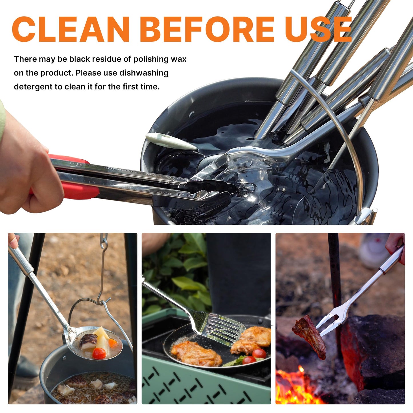 GAIALOOP Camping Cooking Utensils Set 16 PCS Camp Kitchen Cookware Kit with Organizer Bag, Portable RV Camping Essentials Camper Must Haves for Cookouts Open Fire Pit