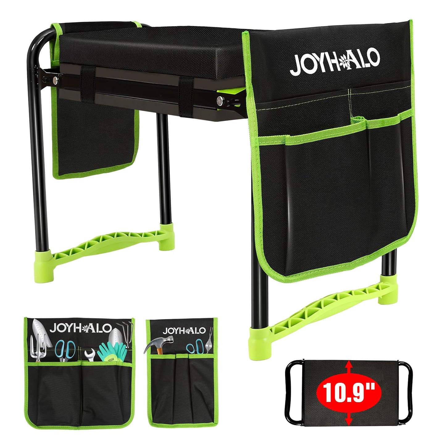 joyhalo 10.9 inch Wider Foldable Garden Kneeler and Seat Heavy Duty, Gardening Stool with Extra-Thick Kneeling Pad, Garden Bench for Kneeling and Sitting, Gardening Gifts for Women