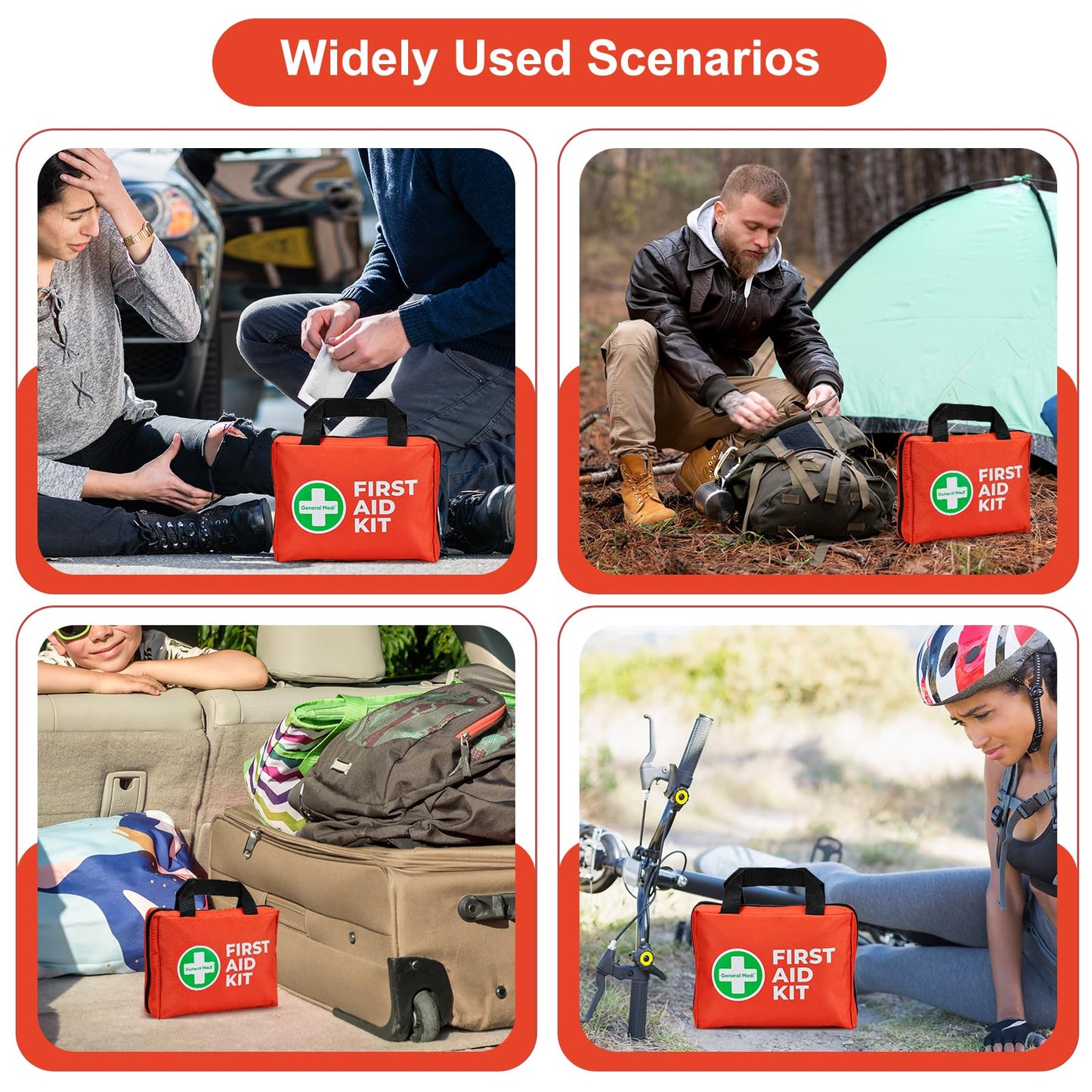 General Medi First Aid Kit, 250 Piece Small First Aid Kit - Includes Emergency Foil Blanket, Instant Cold Pack,Scissors for Travel, Home, Office, Vehicle, Camping, Workplace & Outdoor