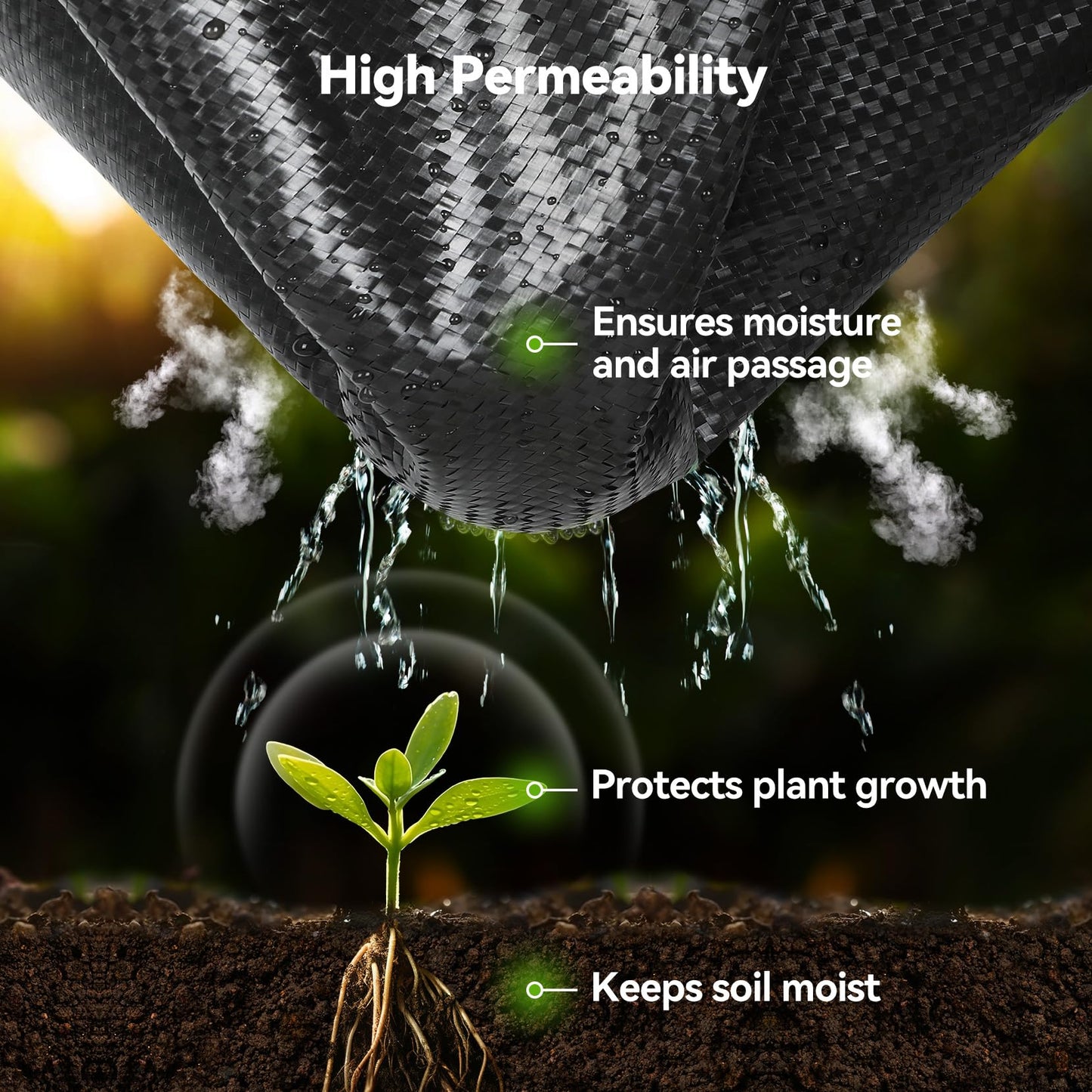 iropro 4ftx300ft Weed Barrier Fabric Landscape Fabric 3.2oz Heavy Duty, Woven Weed Control Cloth, Landscaping Fabric for Underlayment, Gardening Ground, Commercial Driveway Weed Block Cover Mat