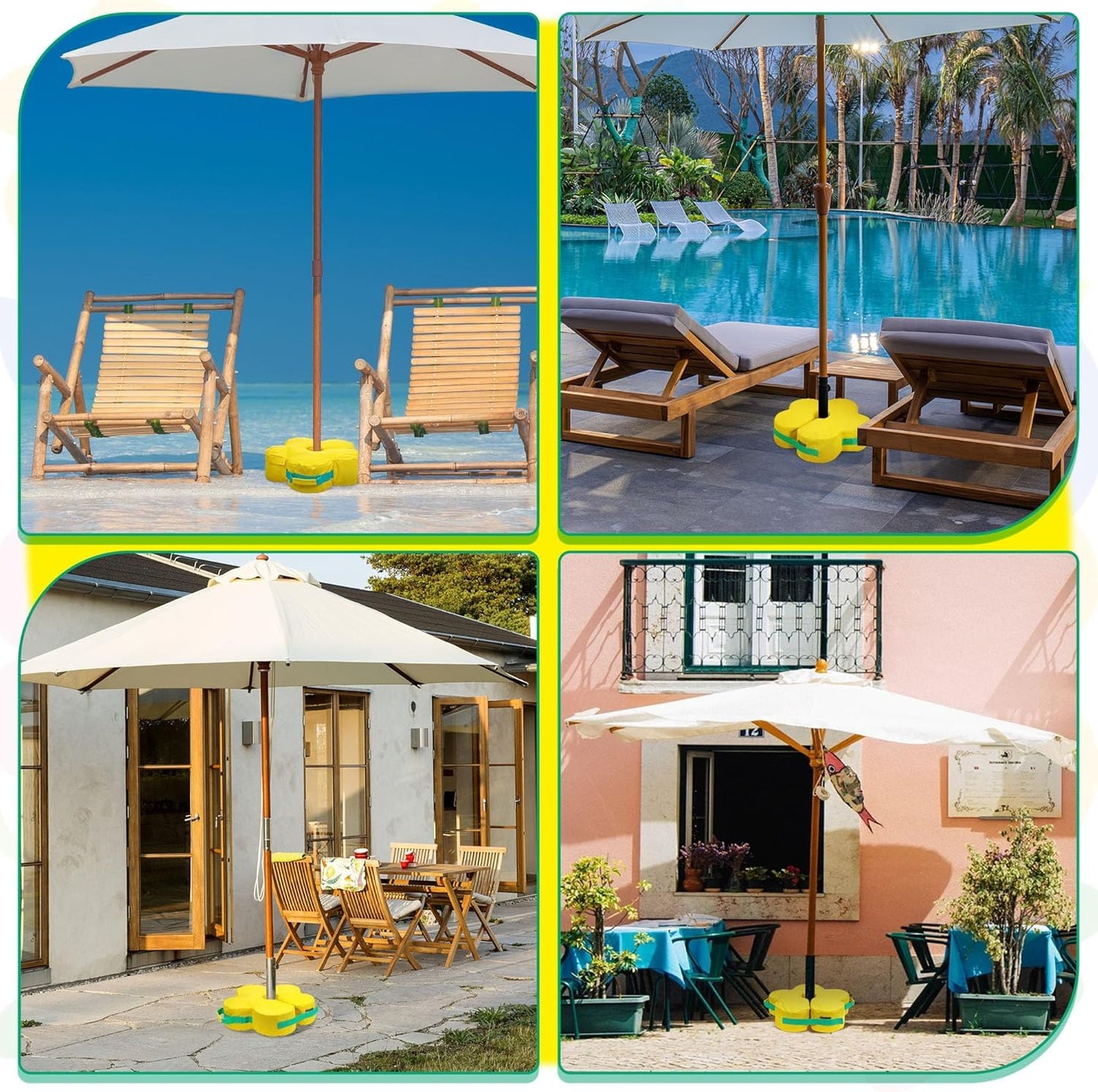 Lawn Social Umbrella Base Weight Bag, Round Heavy Duty Sand Bags for Cantilever Patio Umbrella, Universal Fit for Any Offset Design, Stabilize and Secure Umbrella (Yellow)