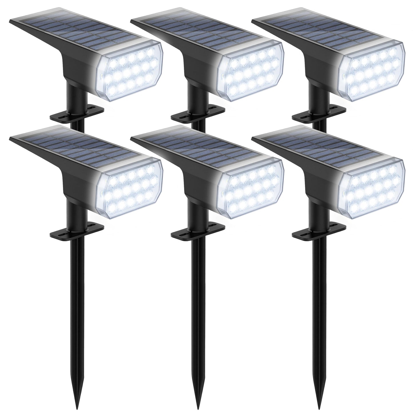 Chasikeo Solar Lights Outdoor Waterproof, 3 Lighting Modes Solar Spot Lights Outdoor, LED Solar Spotlights, Ultra Bright Dusk-to-Dawn Uplights for Garden, Landscape, Yard, Pathway, IP65, Auto On/Off