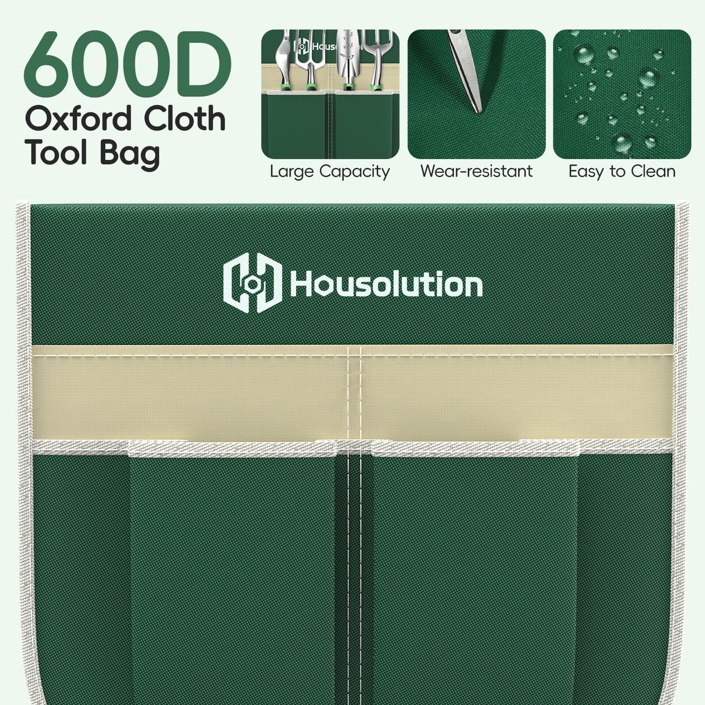 Housolution Garden Kneeler and Seat with Anti-Tipping Extendable Legs, Foldable and Portable Garden Stool with 2 Tool Bags, Thick Soft Kneeling Pad, Gardening Gifts for Women Men Seniors, Deep Green