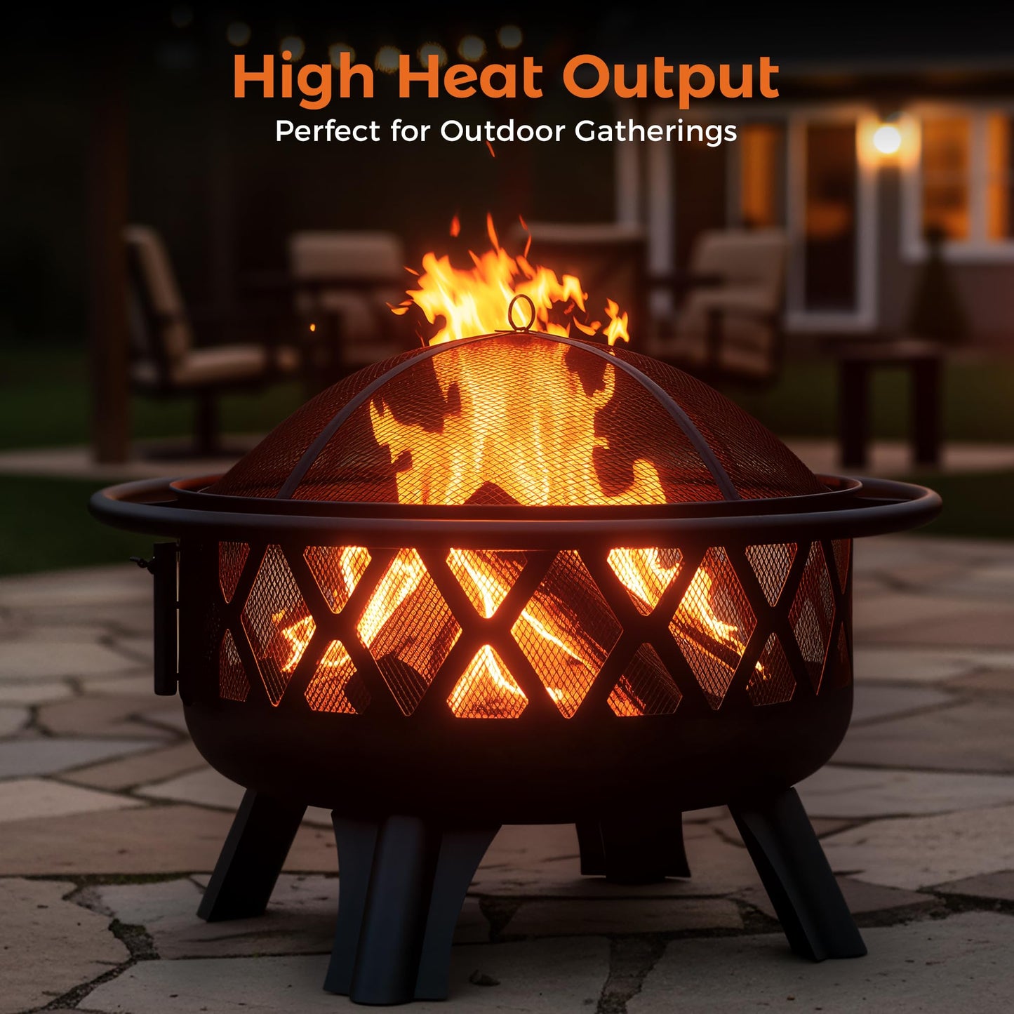 BALI OUTDOORS Outdoor Fire Pit for Wood, Portable Fire Pits for Outside Wood Burning, Patio Firepits for Outside with Grill, Spark Screens