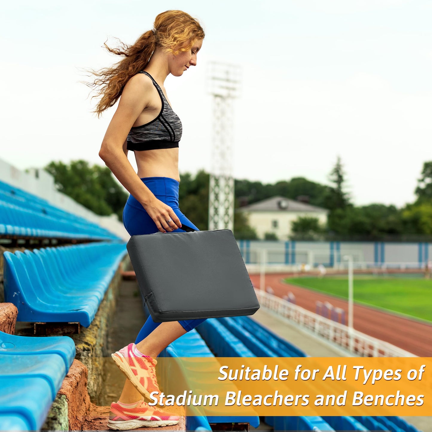 FASTMOMENT 2 Pcs Stadium Seat Cushions Water-Repellent Bleacher Seat Cushions Indoor & Outdoor Seat Cushion for Bleachers Portable Stadium Cushion for Sports Events, Chairs, Beaches