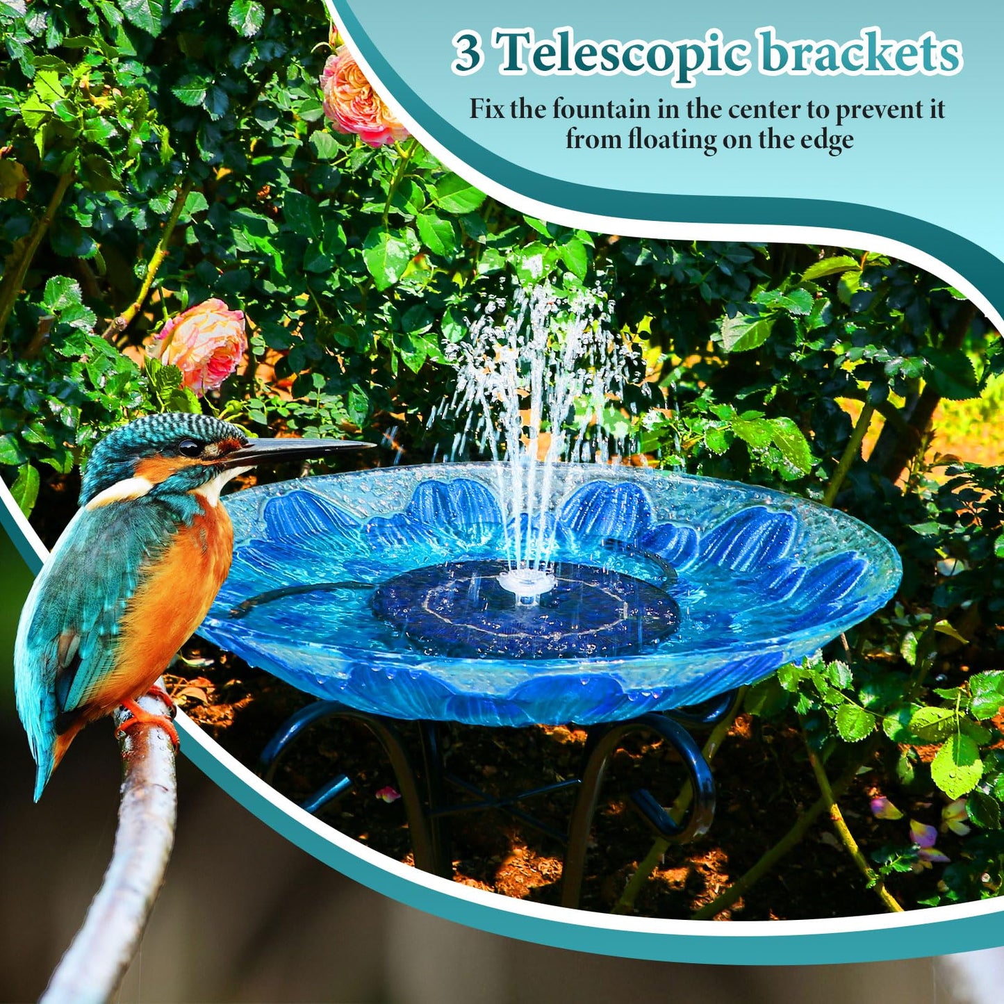 AISITIN 3.5W Solar Fountain Pump Upgraded 2026, DIY Solar Bird Bath Fountain Kit & Built-in 1200mAh Battery & Windmill 9 Nozzles & 3 Fixed Bracket for Bird Bath, Garden, Pond, Courtyard and Outdoor