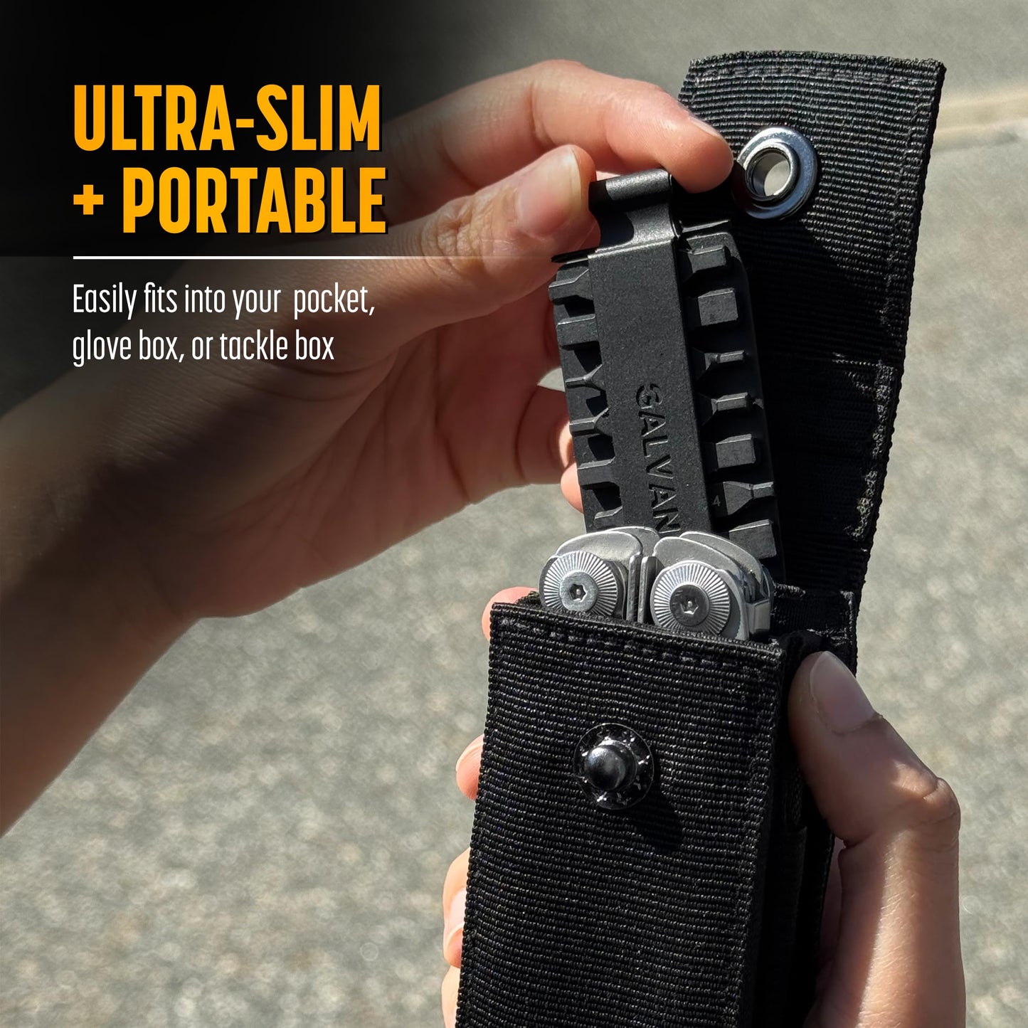 Galvanox Nylon Sheath for Multi-Tools with 21 Flat End Screwdriver Bits and Holder - Case Belt Holster Pouch with Pockets and Bit Set Included, Compatible with Leatherman (4" to 4.5")