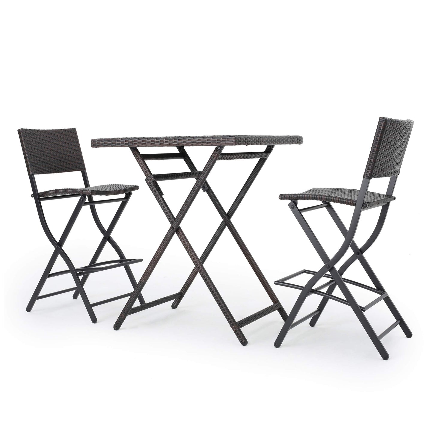 Christopher Knight Home Margarita Outdoor Wicker Bar Set, 3-Pcs Set, Multibrown
