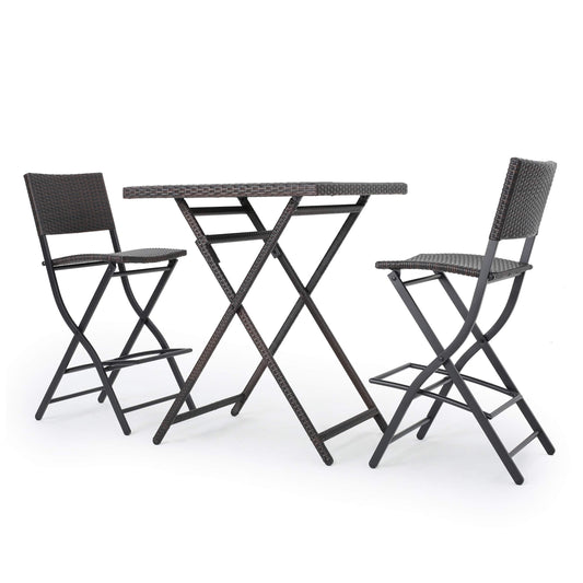 Christopher Knight Home Margarita Outdoor Wicker Bar Set, 3-Pcs Set, Multibrown