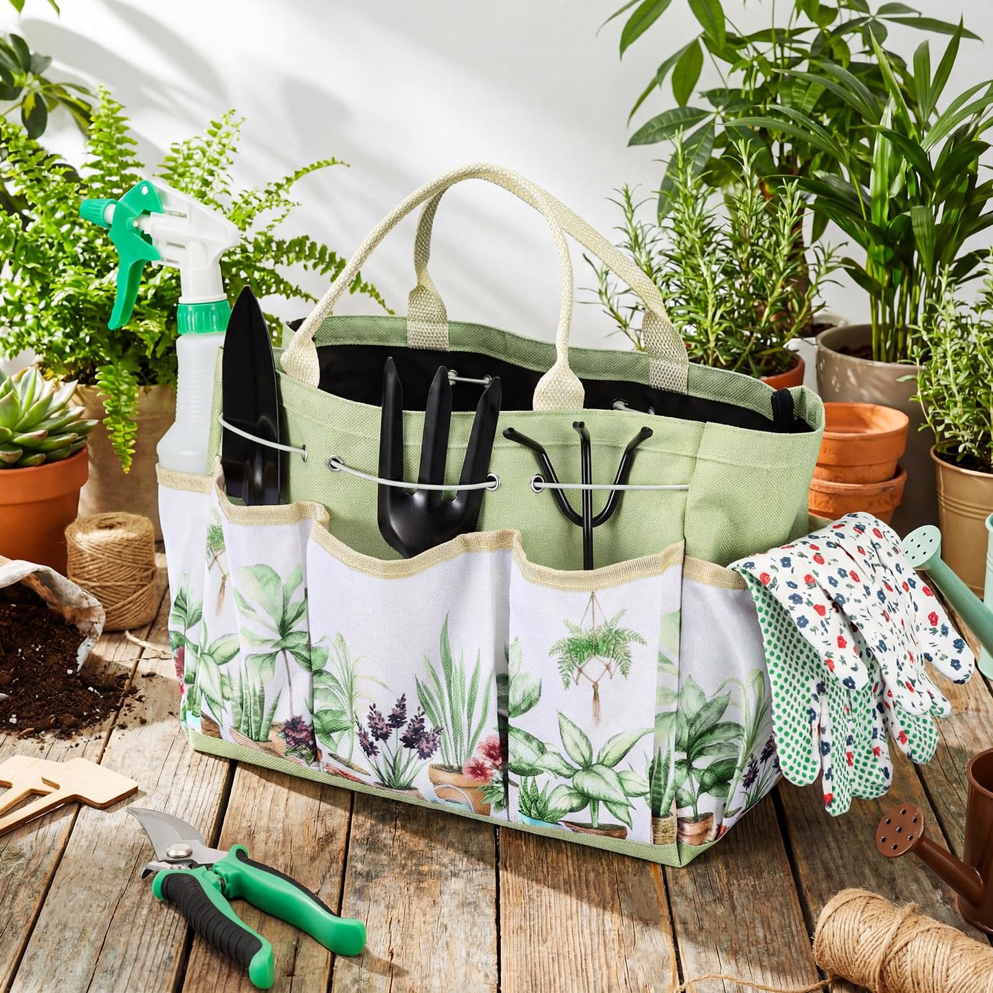 Sintuff 9 Pcs Garden Kneeler and Seat with Gardening Tools and Pouch Heavy Duty Gardening Stools for Seniors Foldable Garden Stool Gifts for Women Mom Employees Yard Outdoor Work Gift
