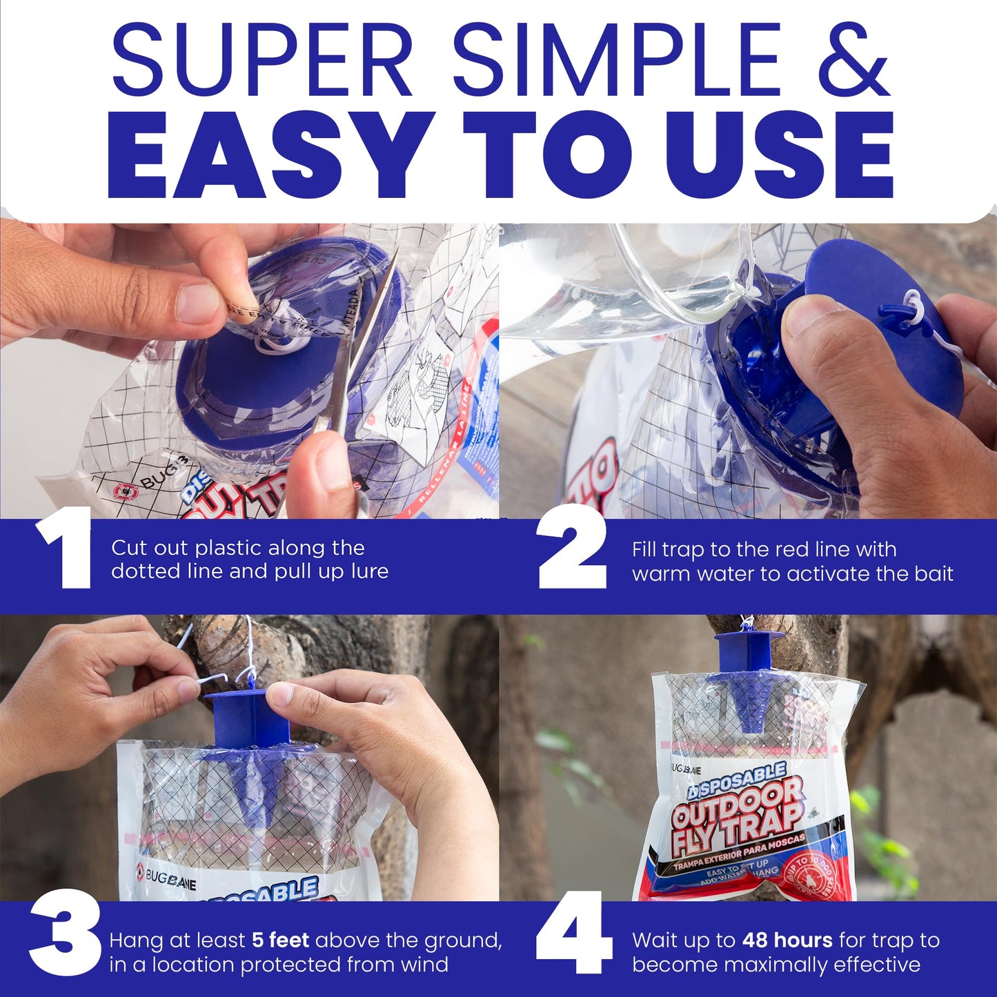 Fly Traps Outdoor Fly Trap for Patio. 9 Non-Toxic Pre-Baited Flies Bags Outdoor Disposable. Hanging Bug Catchers for All Filth Flies Killer for Outside Bug Control in Yard Horse Ranch Trash Can.