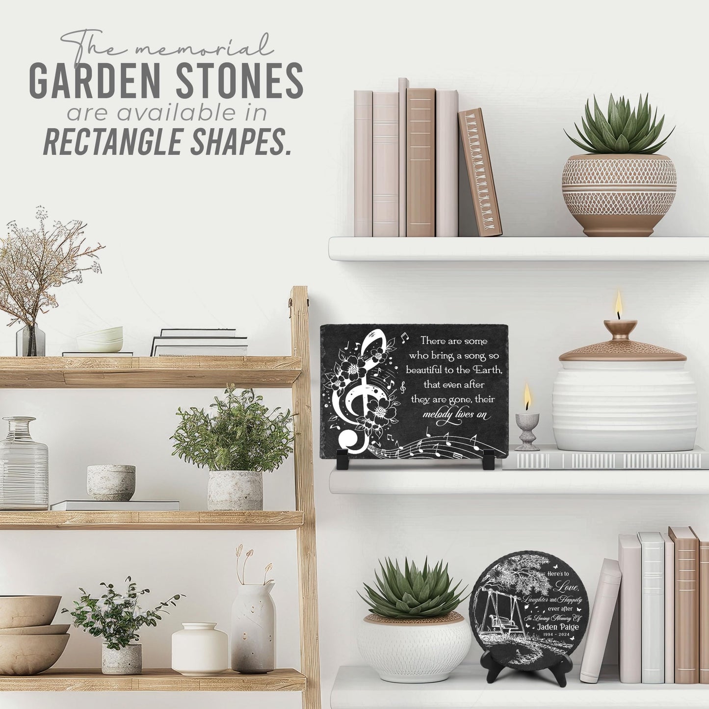 DIGIKAZZ Musician Memorial Garden Stones, Their Melody Lives On, Sympathy Flowers Outdoor Plaque, Musical Memorial Rectangle Stepping Stones for Loved One on Christmas