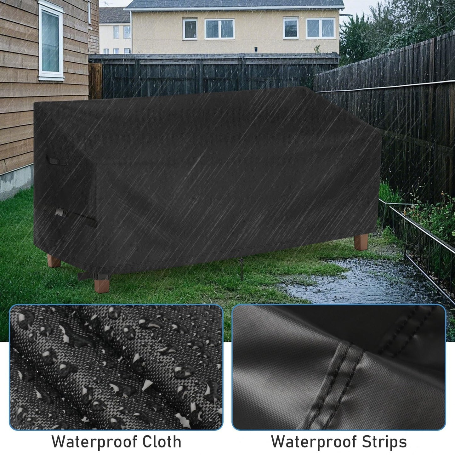 Iptienda Outdoor Bench Cover for SERWALL Benches, 49inch Patio Bench Covers Waterproof Heavy Duty for Entryway Bench/Garden Benches, Black-49x23x35in