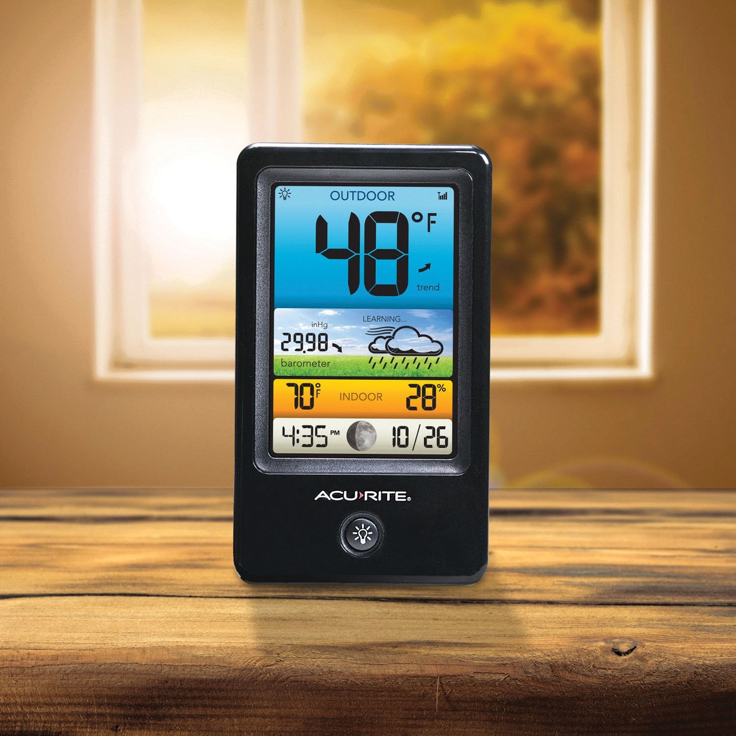 AcuRite 00509 Color Weather Station with Count Temperature/Humidity/Forecast,Black and White