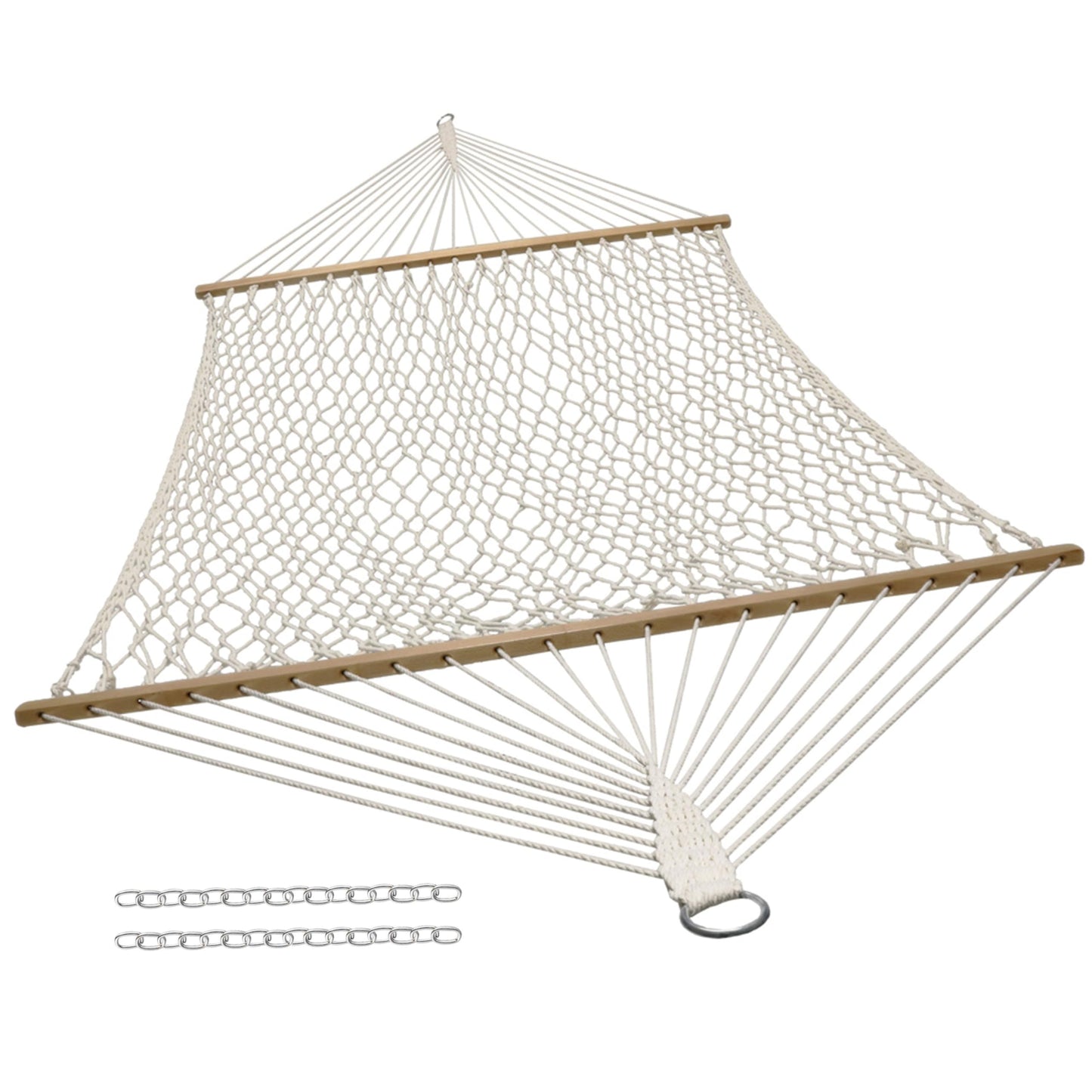 Sunnydaze Cotton Rope Hammock for Outside - 450-Pound Capacity Indoor or Outdoor Hammock with Spreader Bars - Natural