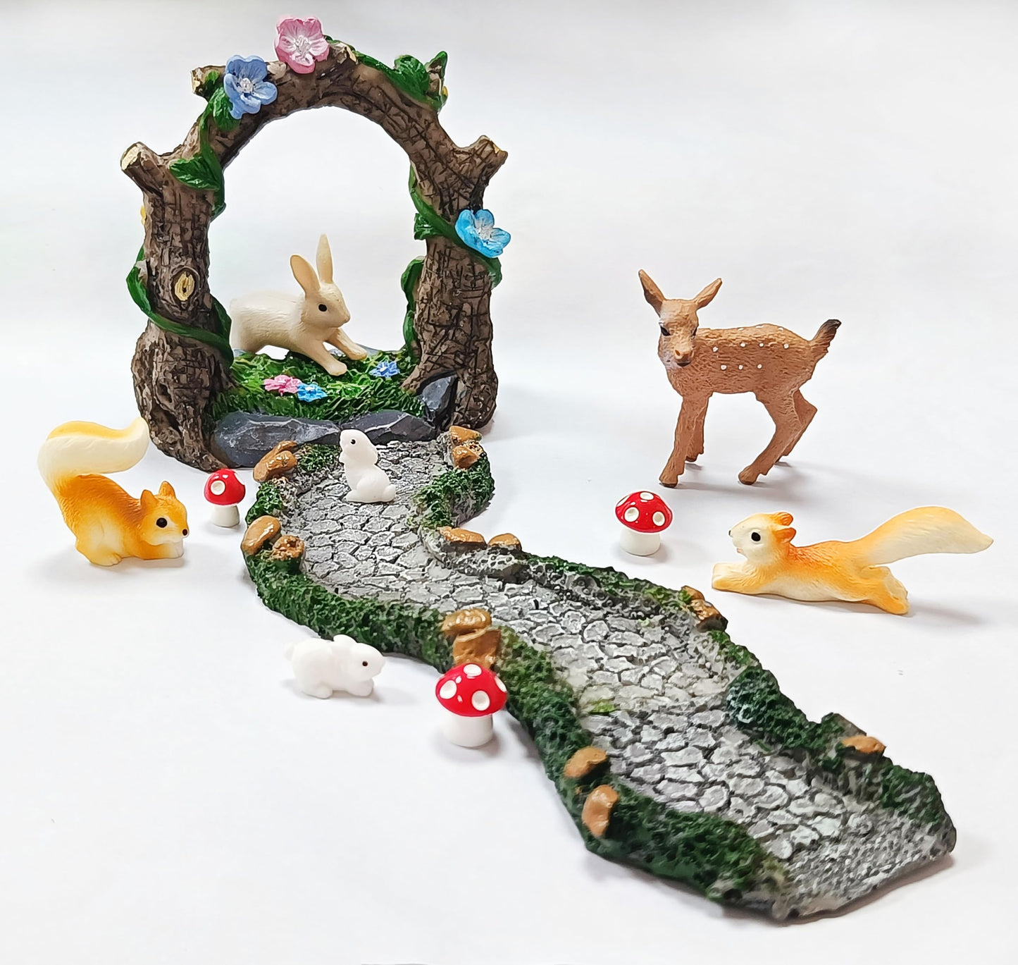 QuarenDen Fairy Garden Accessories, 27 Pcs, Fairy Garden Kit, Fairy Garden Walkway Path, Miniature Garden Figurines, Micro Landscape Ornaments for DIY Craft