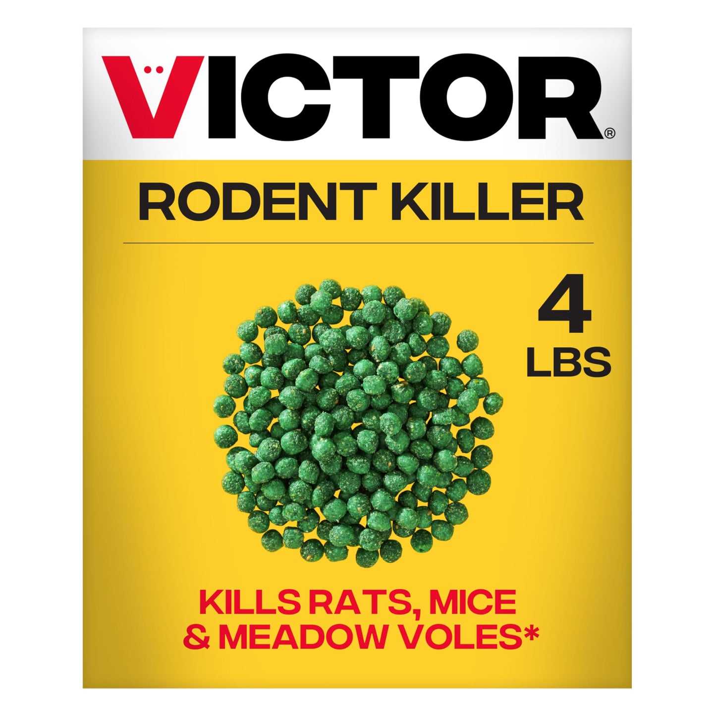 Victor Rat Poisoning for Inside & Outdoor Use - Kills Rats, Mice, Meadow Voles, Mouse Poisoning for Indoor & Outside Areas, Ready-to-Use, Yellow, M925, 4 lbs
