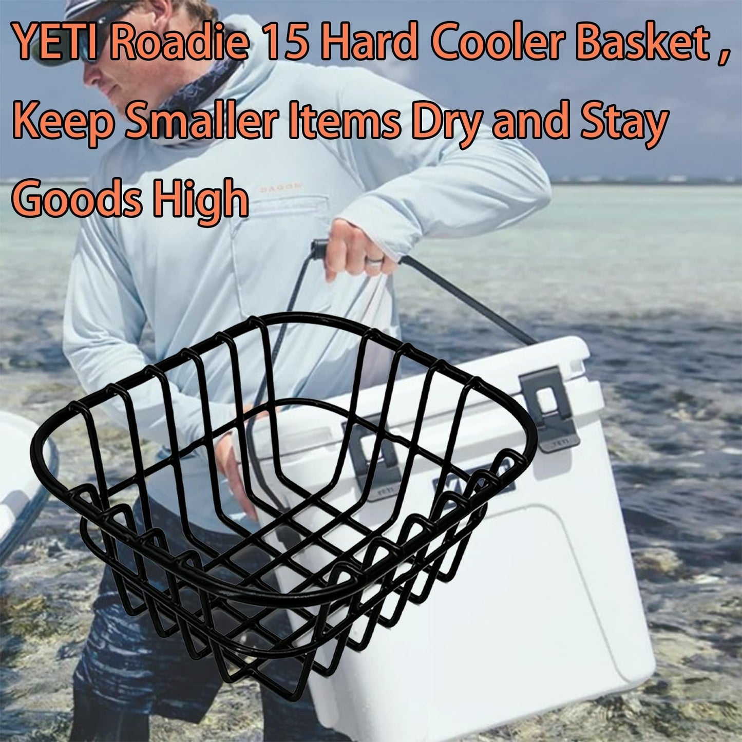 CORRBPEN Cooler Basket Compatible with YETI Roadie 15, Dry Goods Wire Cooler Rack Storage, Keeps Smaller Items Dry and Organized, Fits Roadie 15, Ice Chest Good to Hold Fruit, etc.