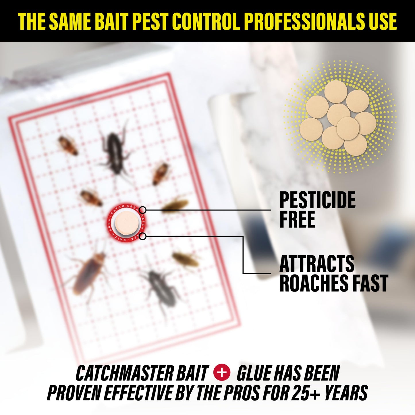 Catchmaster Cockroach Trap with Powerful Food-Based Bait – Glue Traps (10-Pk) Roach Killer for House – Kitchen, Bathroom & Garage, Indoor Pest Control and Bug Catcher Solution