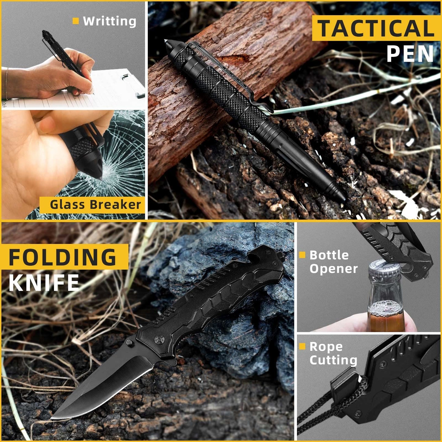 Gifts for Men Dad Husband - Fathers Day, Anniversary Birthday Gifts Idea for Him Boyfriend Man- Survival Kit 14 in 1, Survival Gear and Equipment, Fishing Hunting Camping Accessories, Cool Gadgets