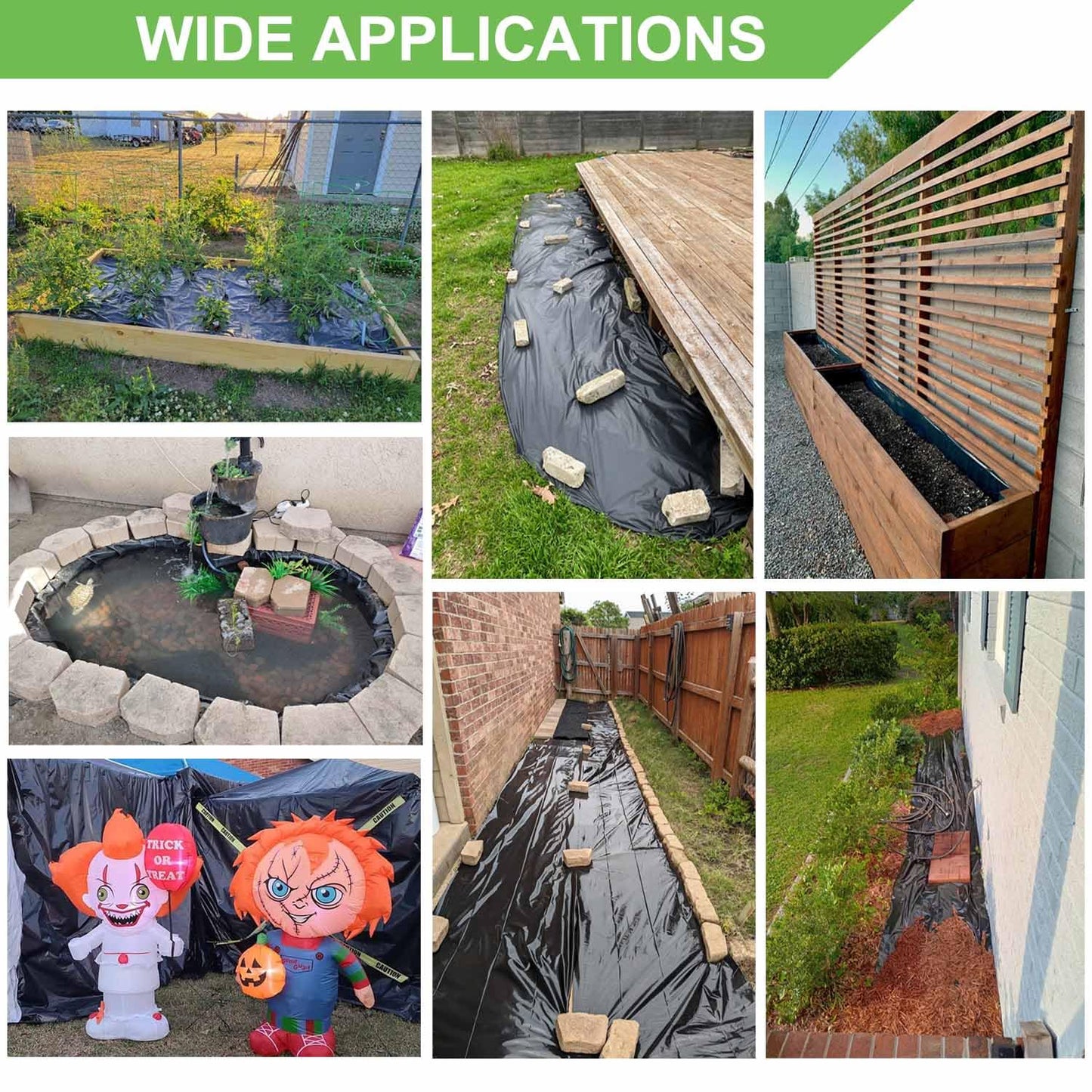 Feitore 4 Mil Black Plastic Sheeting 4 FT x 100 FT Plastic Weed Barrier Landscape Fabric Heavy Duty Roll for Garden Multi Use Polyethylene Sheeting