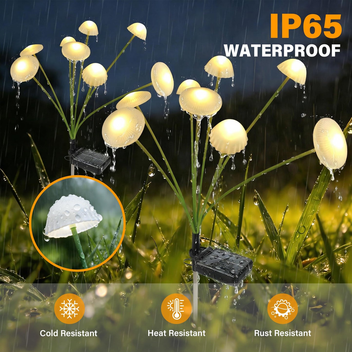 SEEWELUMI Solar Garden Lights Outdoor, 2Pack Solar Lights Garden Decor, Swaying Mushroom Lights Waterproof for Yard, Patio,Pathway Decoration,Gifts for Women,Mom(Warm White)