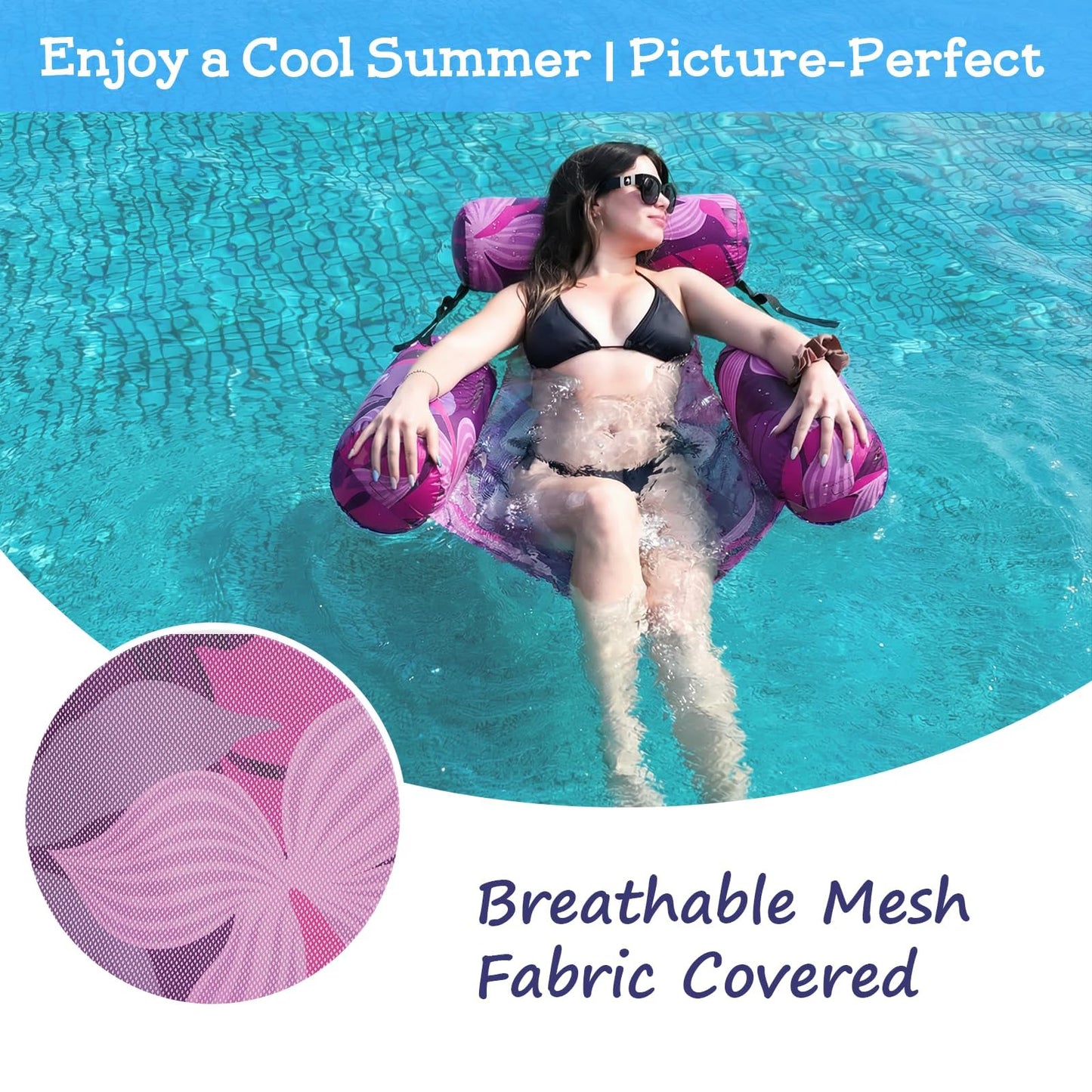 Inflatable Pool Float Chair - Pool Floats Adult Heavy Duty, Water Floating Lounge Chairs, Blow up Floaties Adults for Summer Fun Party Lake Beach